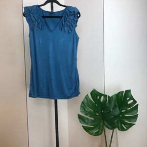 Express Blue statement shoulder tank top